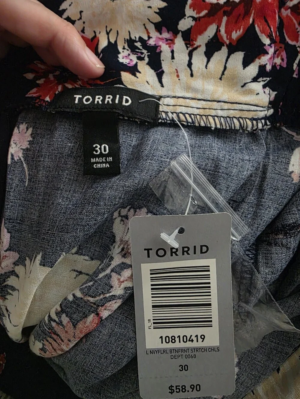 NWT Torrid Navy Floral Button Front Back Zip Stretch Challis Maxi Skirt